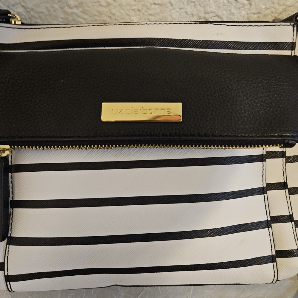Liz Claiborne Black and White Striped Women's Bag